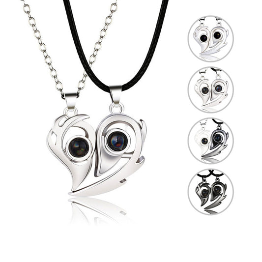 I Love You Magnetic Projection Couple Necklace